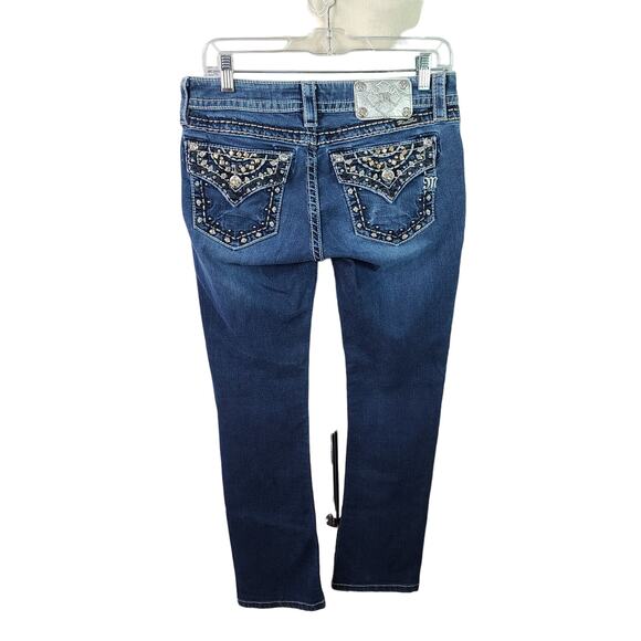 Miss Me Signature Boot Bling Flap Pocket Jeans Size 28 - Picture 2 of 4